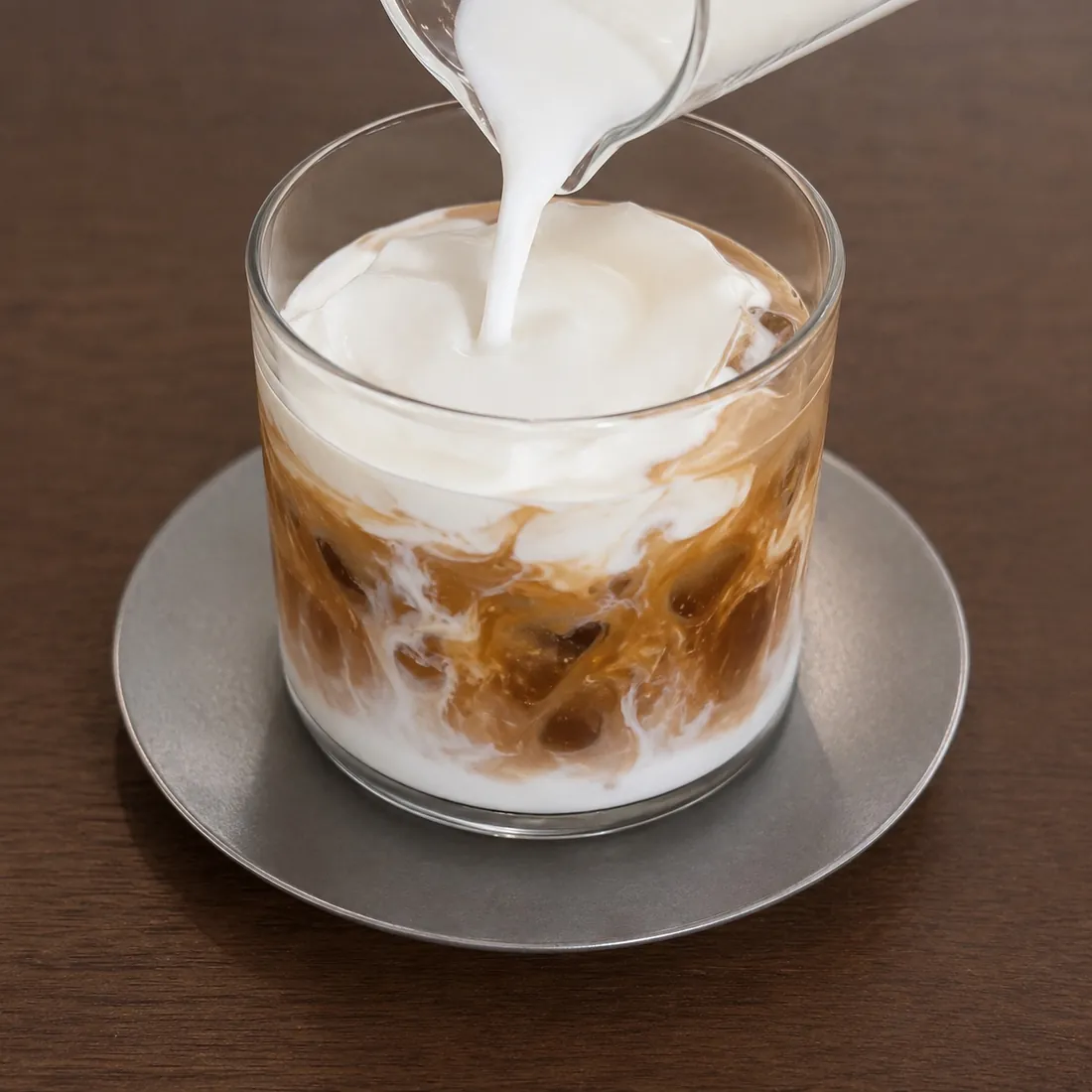 숙성 우유를 부어 완성하는 슬로우 딥 라떼